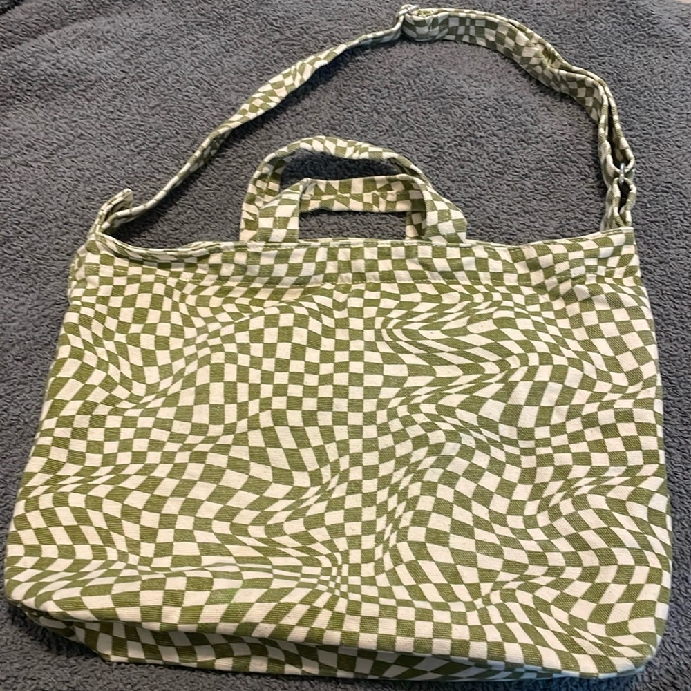 Baggu horizontal duck bag - green trippy checker